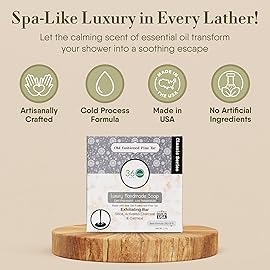 360Feel Pine Tar Bar Soap - Made in the USA - Castile Handmade, All-Natural, Cold-Processed - Infused with Pine Tar for Relaxation & Calm - Rich, Creamy Lather - (5oz)