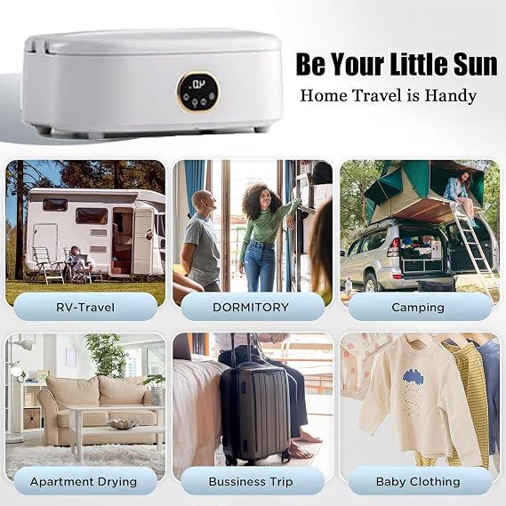 Mini Clothes Dryer, Small Foldable Electric Dryer, Heat Pump Dryers Portable Dryer for Apartments, Travel with Timer Function and Remote Control