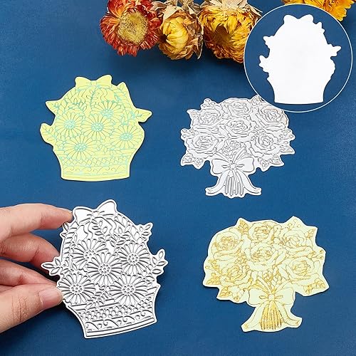 Miniatura 3 de GLOBLELAND 2 piezas de ramo de rosas y margaritas, plato de papel de aluminio para bricolaje, álbumes de recortes, decoración de tarjetas de