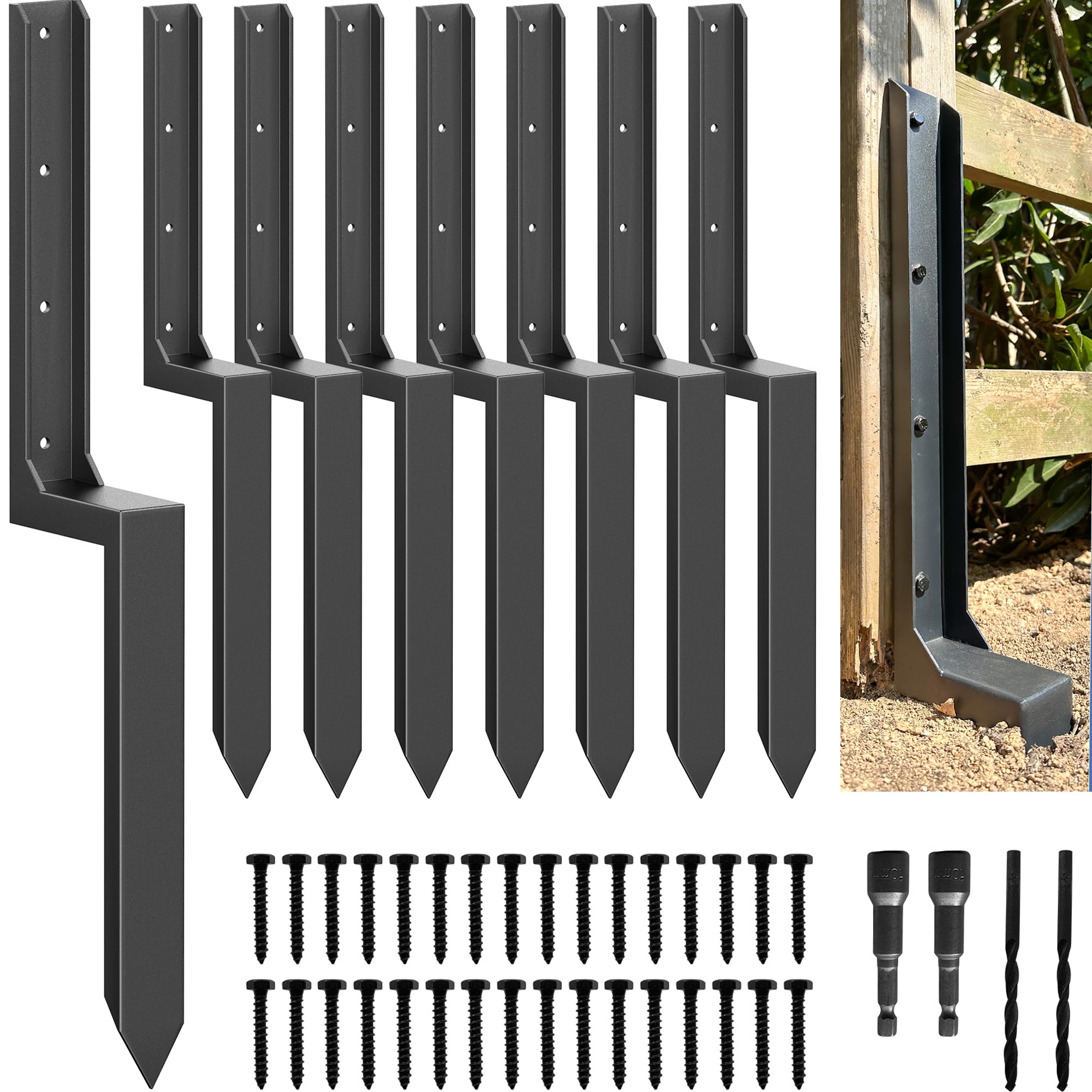 33.62" Fence Post Repair Kit, Fix Broken 4x4/6x6 Wood Post 8Pack