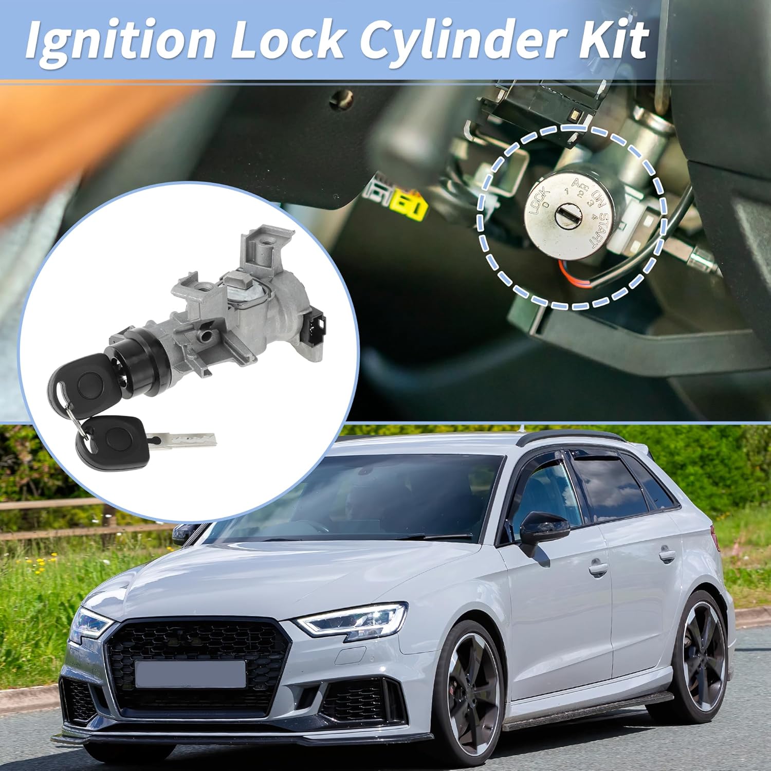 No.1K0905851B/1K0905851 Ignition Lock Cylinder and Door Lock for Volkswagen Passat 2012-2019 for Audi A3 TT R8 Ignition Switch Cylinder W/Remote Key - Image 4