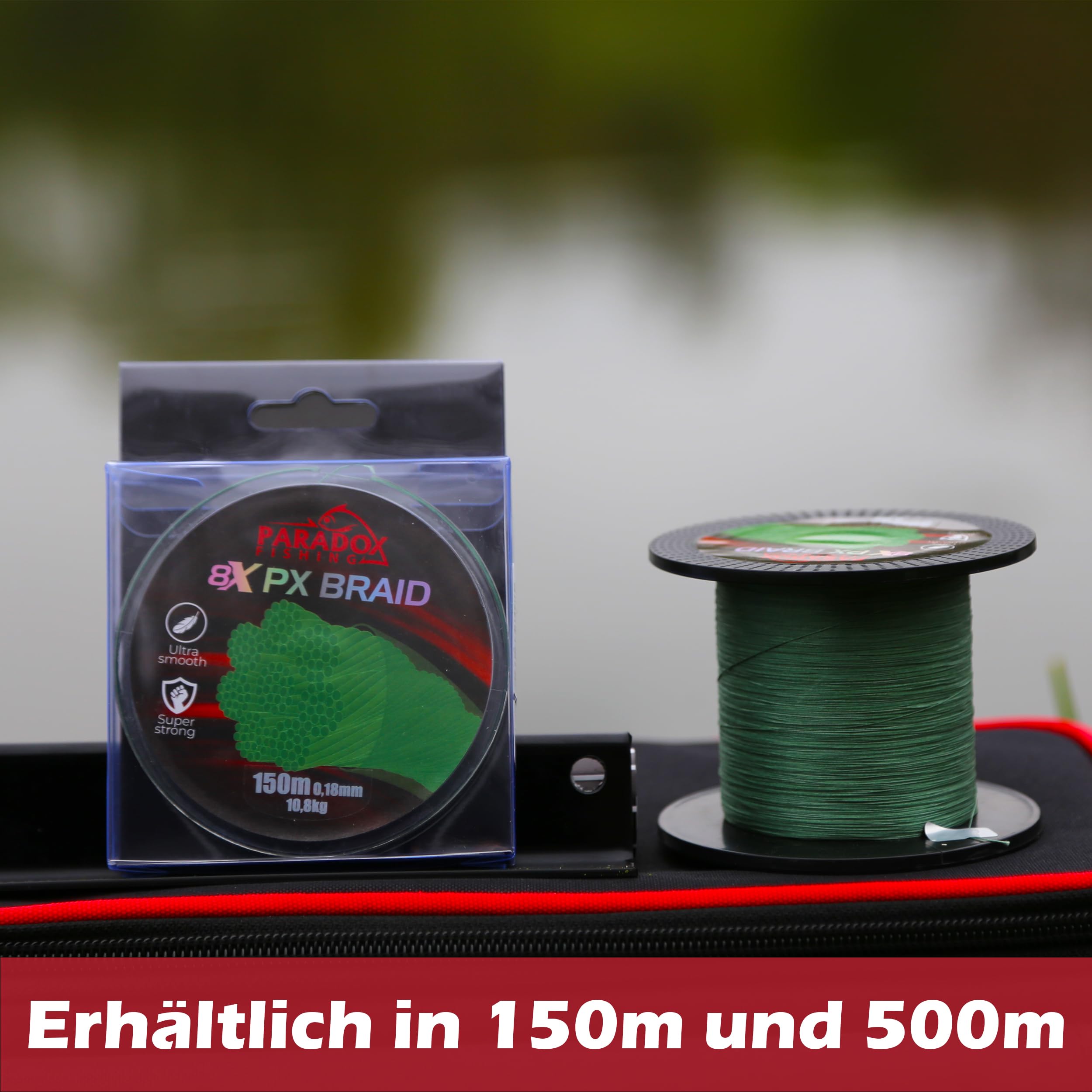 Paradox Fishing Zestaw 8 plecionych żyłek wędkarskich, 0,10 mm do 0,28 mm, ciasno plecionych żyłek wędkarskich, idealne do łowienia w rzutach