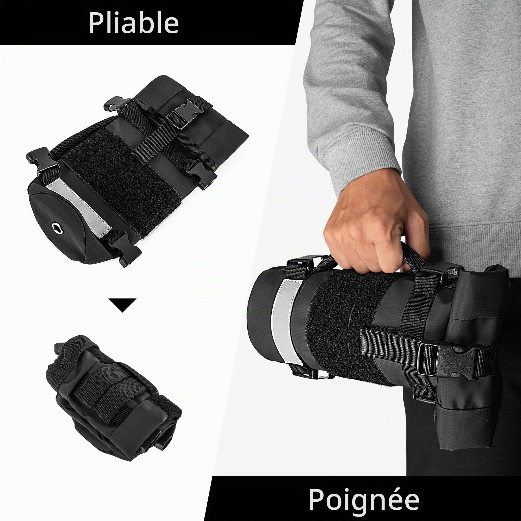 Rexmica Sacoches de Réservoir pour Moto de 1,0 Litre, Noir | Porte-Bouteille de Carburant à Fixer à La Moto ou au Sac à Dos Molle, Sac pour Réservoir de Carburant