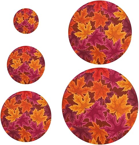 Miniatura 2 de Hojas de otoño reutilizables para tazón, hojas de arce rojo, 5 unidades, fundas de alimentos para almacenamiento de alimentos, cubiertas para