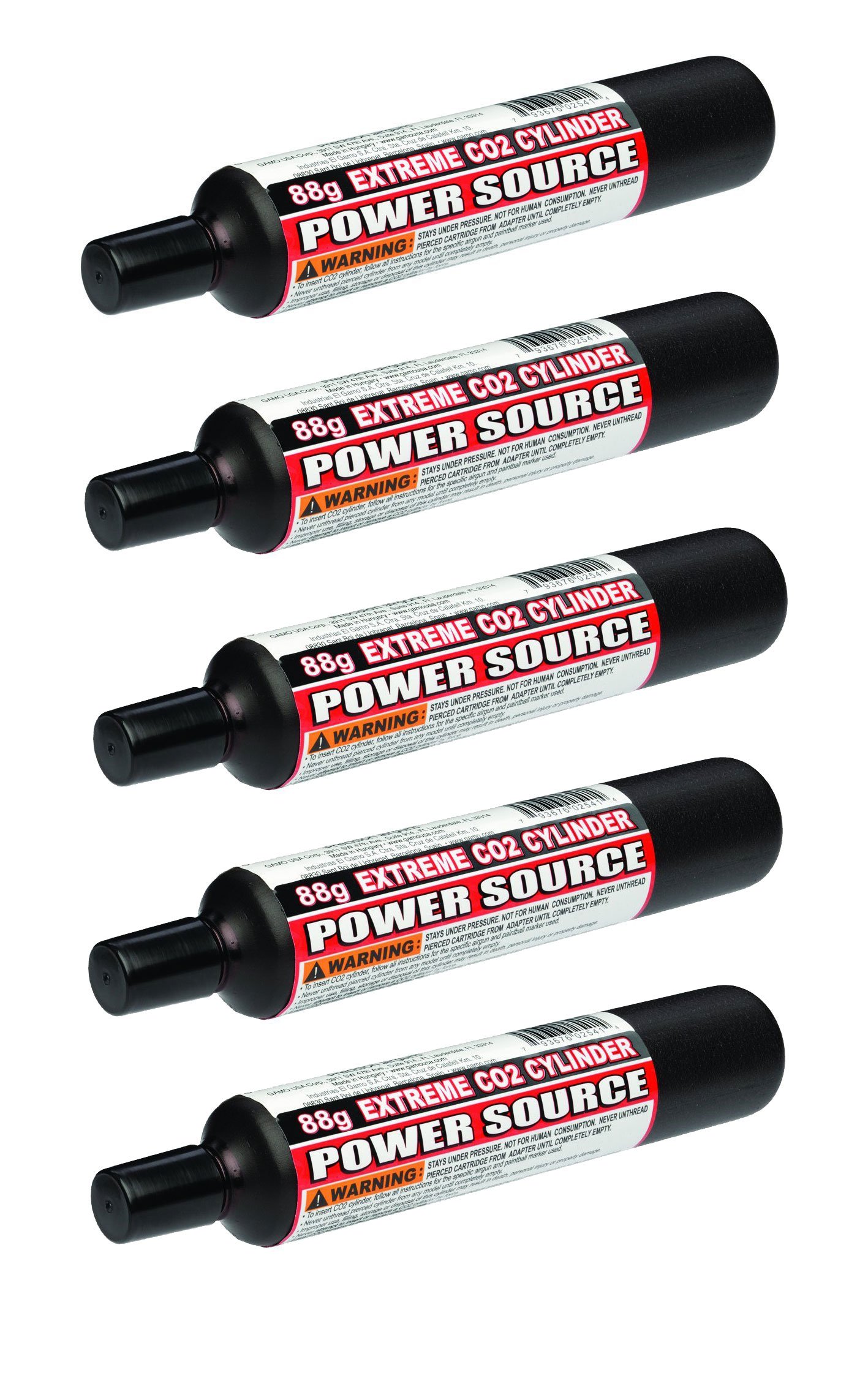 Outletdel ocio Pack 5 Bombonas Gas C02 88gr desechable, Especial carabinas, Airsoft,...