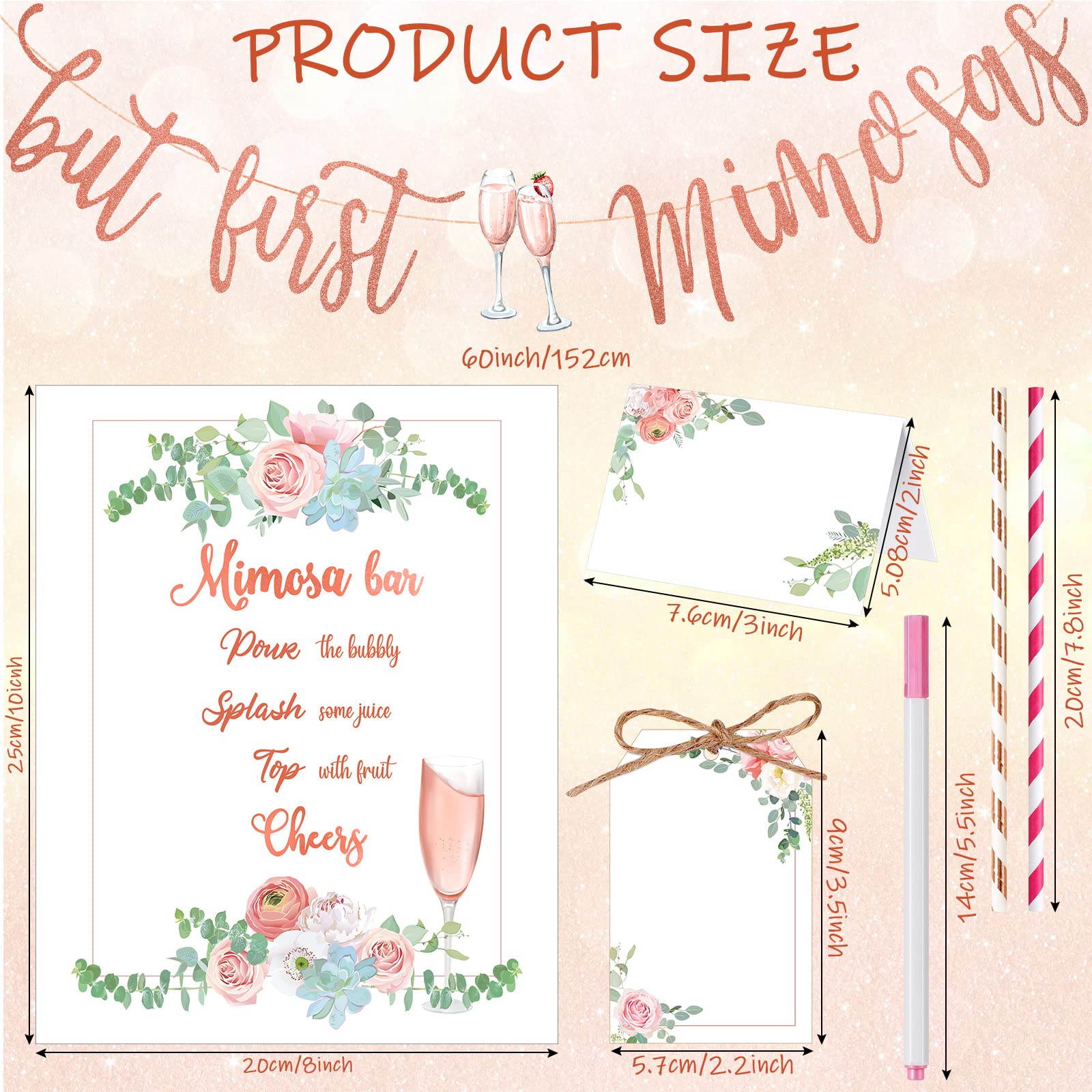 Amazon.com: Nezyo 31 Pcs Mimosa Bar Kit Mimosa Bar Sign Banner