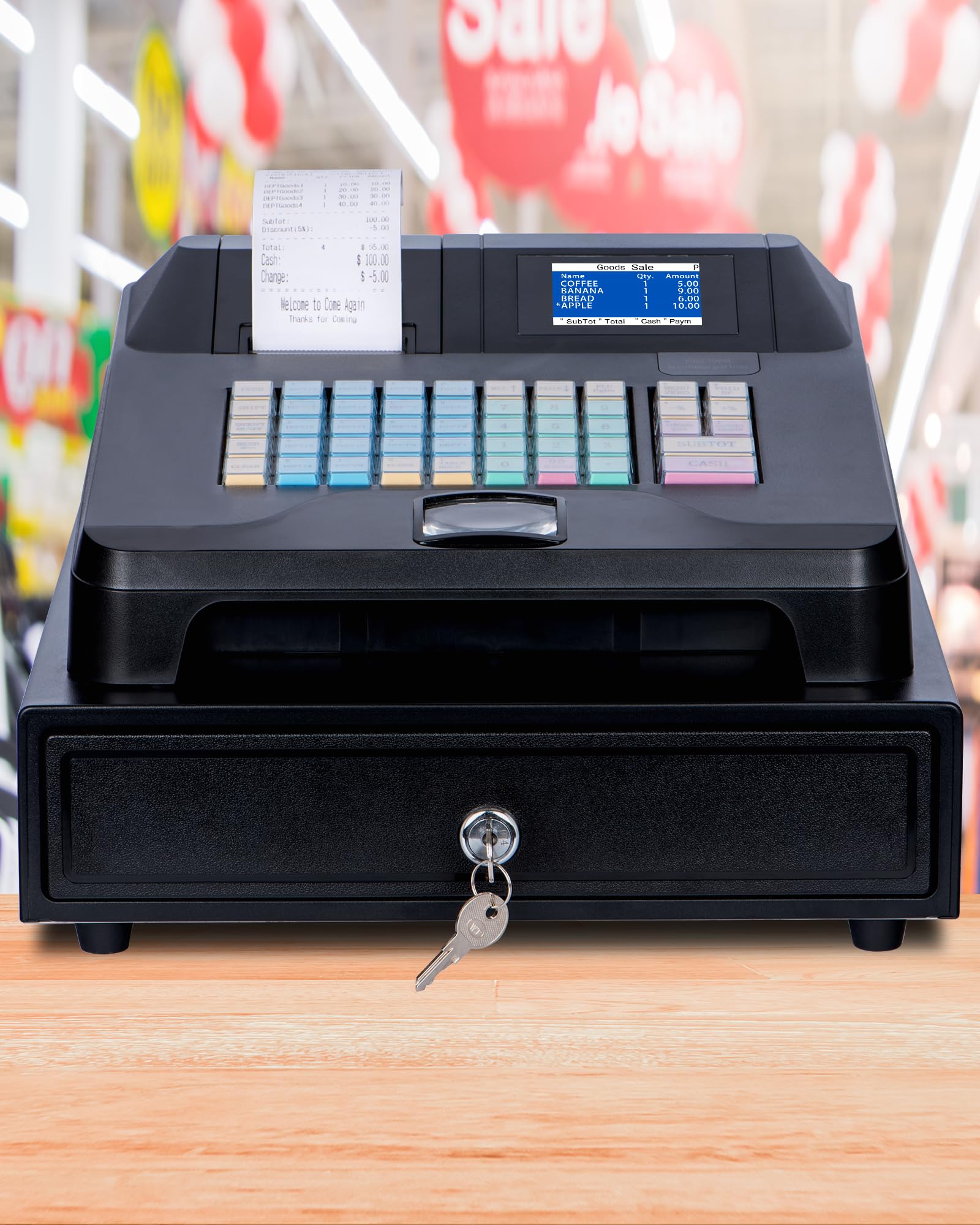 2024 Newest Cash Register for Small Businesses, Hysoon Cash Register with Cash Drawer& Dual Display, Electronic Cash Registers with Auto Receipt Printer, Simple Program(Black)