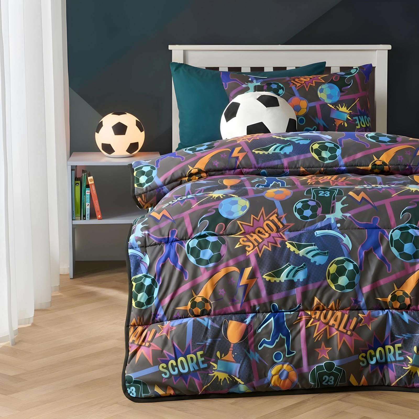 Ohs Kids Comic Football Coverless 10.5 Tog Duvet Set With PillowcaseSingle from B&Q