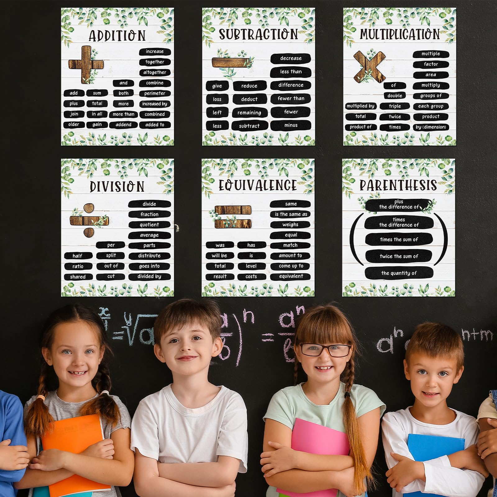 Snapklik.com : 6 Farmhouse Math Terms Posters For School Classroom ...