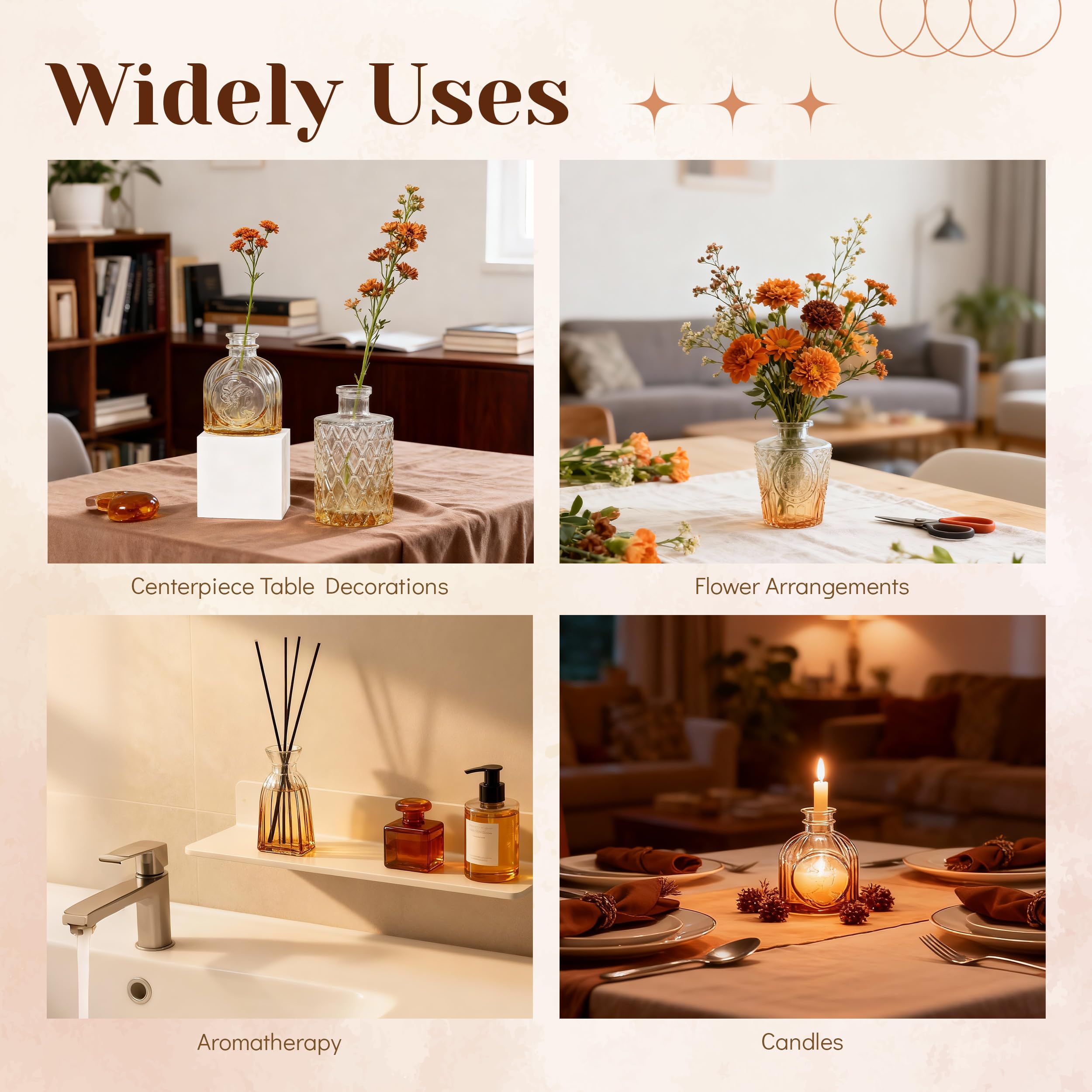BTSD-home Set di 12 vasi per fiori, piccoli vasi per decorazione da tavolo, decorazione di nozze, decorazione per soggiorno, centrotavola rustica e decorazione per la casa