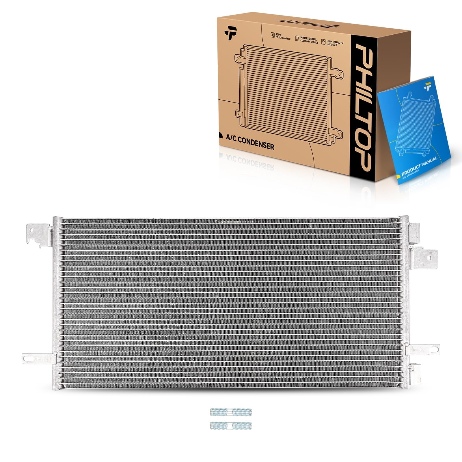 philtop air conditioning a/c condenser for jeep patriot 2007-2017 2.4l/2.0l, jeep compass 2007-2017 2.4l/2.0l, dodge caliber 2007-2012 2.0l/2.4l/2.4t/1.8l, replace# 3597, 5191252aa, 68004052ab