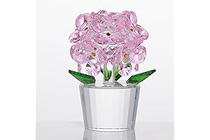 Qianwei Pink Crystal Hydrangea Flowers Figurine with Vase