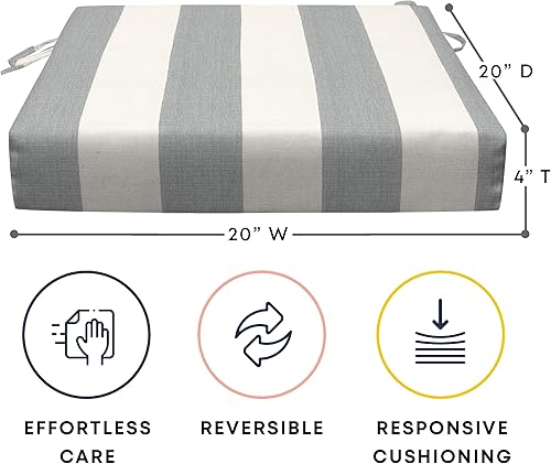 Miniatura 4 de Honeycomb Cojín para asiento de comedor para interiorexterior Cabana Stripe Stone Grey Relleno de fibra reciclada, resistente a la intemperie,