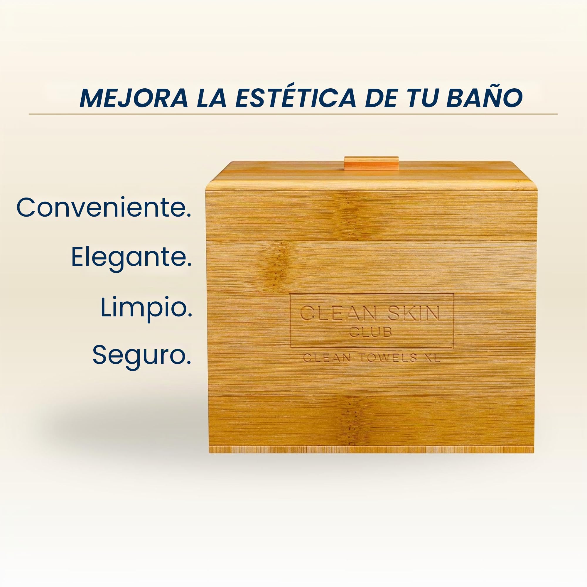 Clean Skin Club Contenedor de bambú de lujo con funda, incluye 50 toallas faciales desechables Clean Towels XL Original