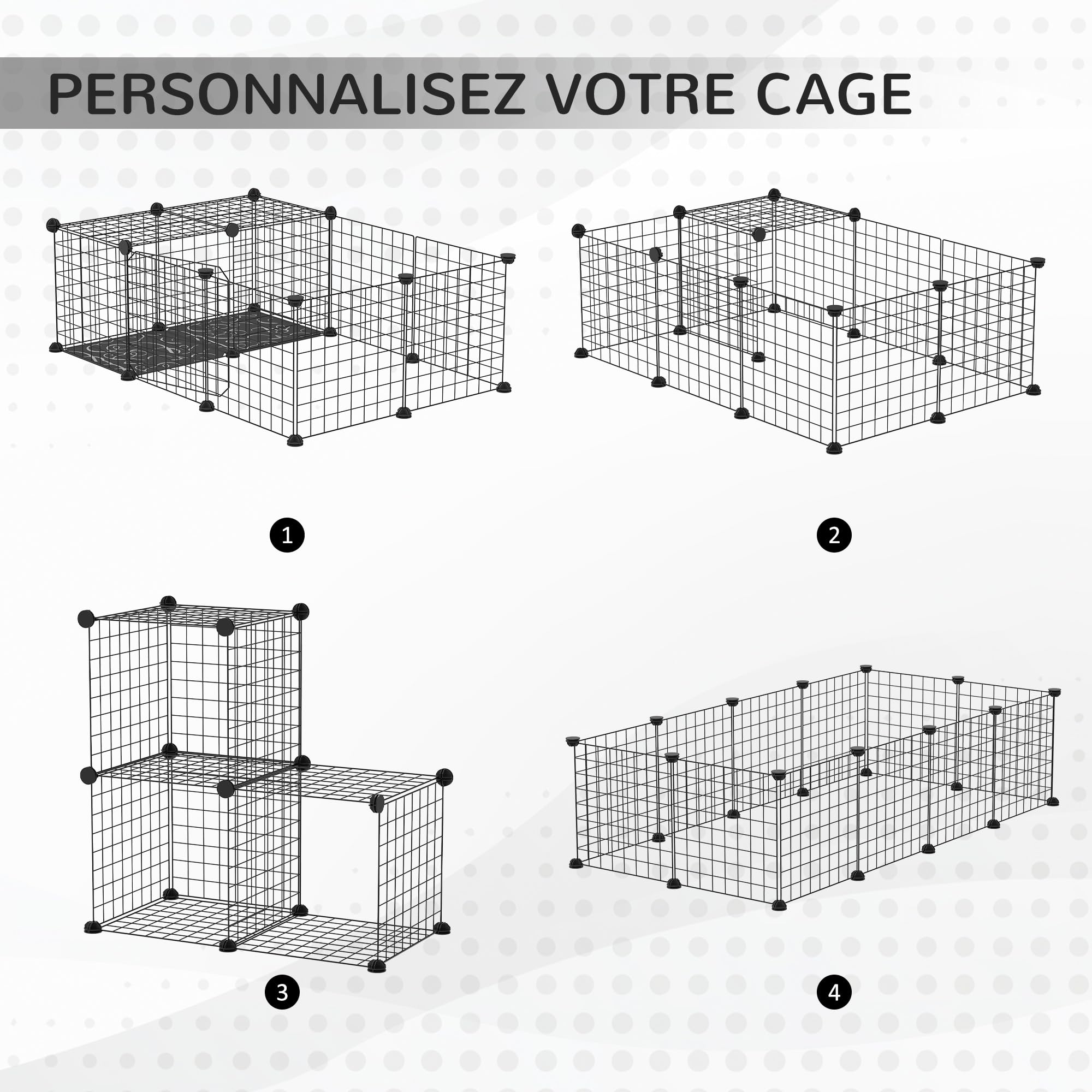 PawHut Enclos pour Petits Animaux Parc pour Lapins, cochons d'Inde et rongeurs clôture pour Animaux domestiques modulable, Noir