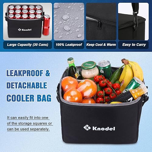 Miniatura 3 de K KNODEL Organizador de maletero extra grande con bolsa refrigeradora, organizador de automóvil de 3 compartimentos, organizador de maletero de SUV