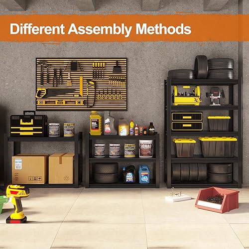 Miniatura 6 de Gadroad Estantería de 5 niveles, estantes de almacenamiento resistentes, estante ajustable para garaje, estante de utilidad, unidad de estantería de