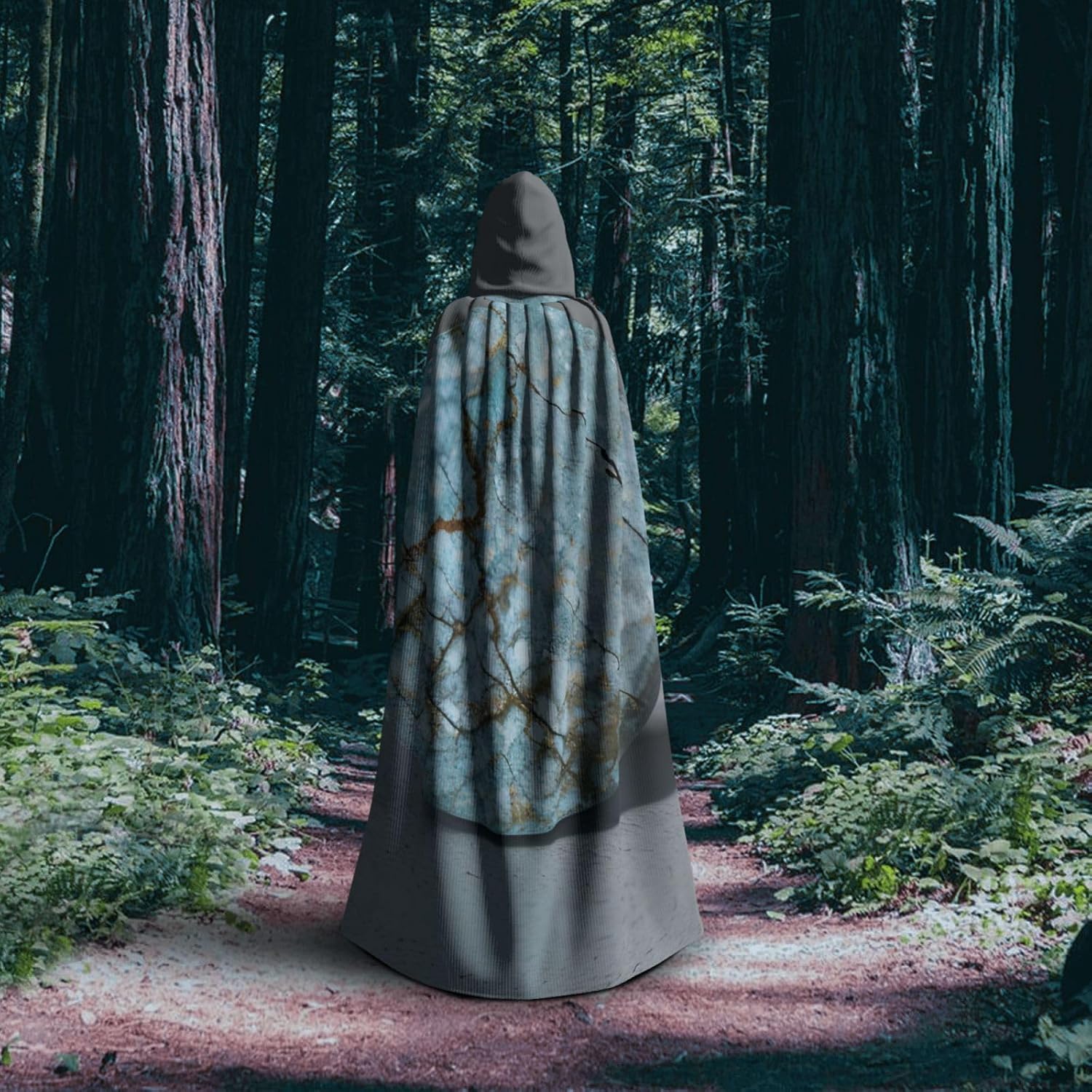 SSIMOO Onyx Stone Pale Blue Eye-Catching Cosplay Costume Cape for Women - Unisex Vampire Cloak for Halloween.