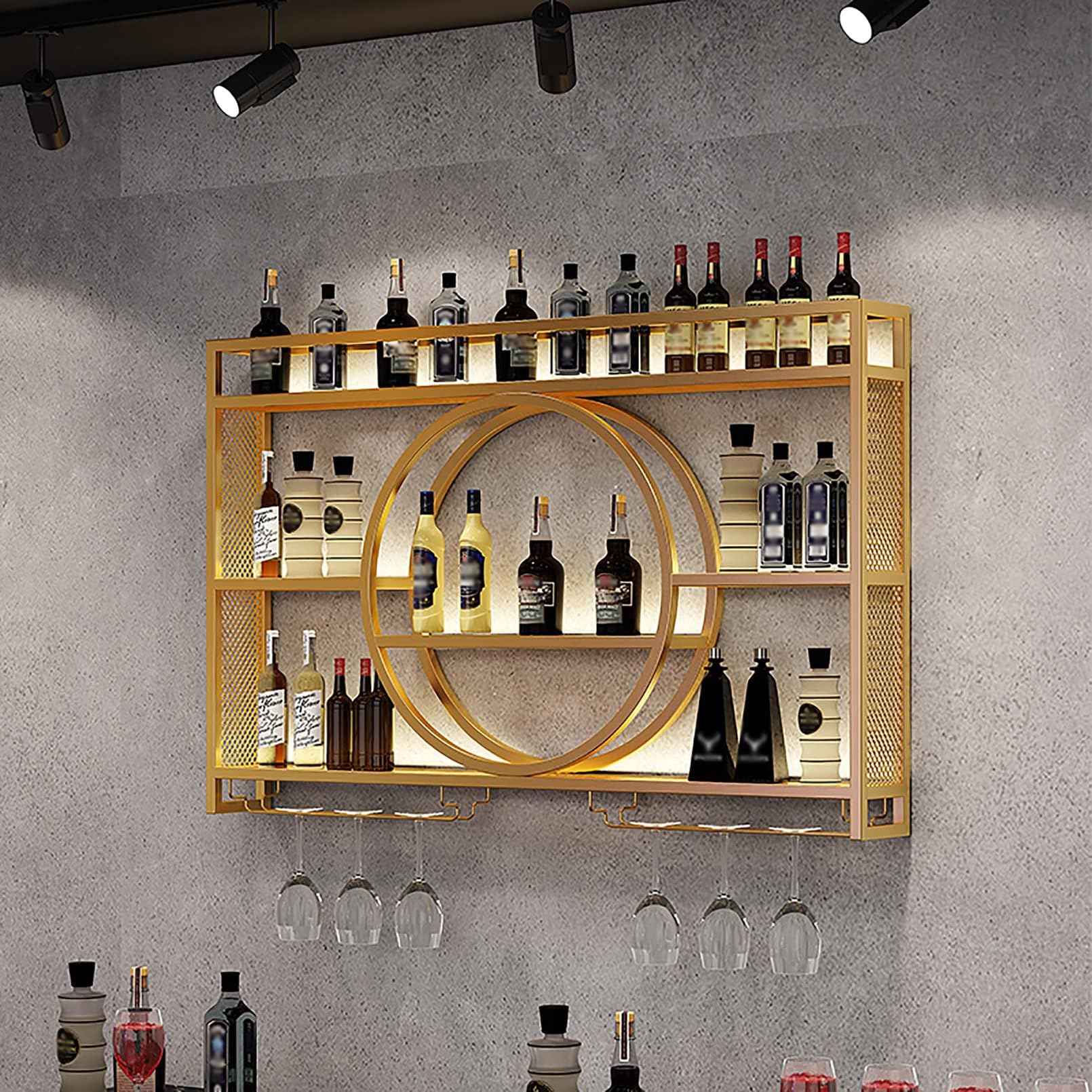 Weinregal aus Metall, Wandmontage, Bar-Einheit, Weindisplay für Gläser, multifunktionaler Eisen-Stielglashalter für Zuhause, Restaurant, Taverne