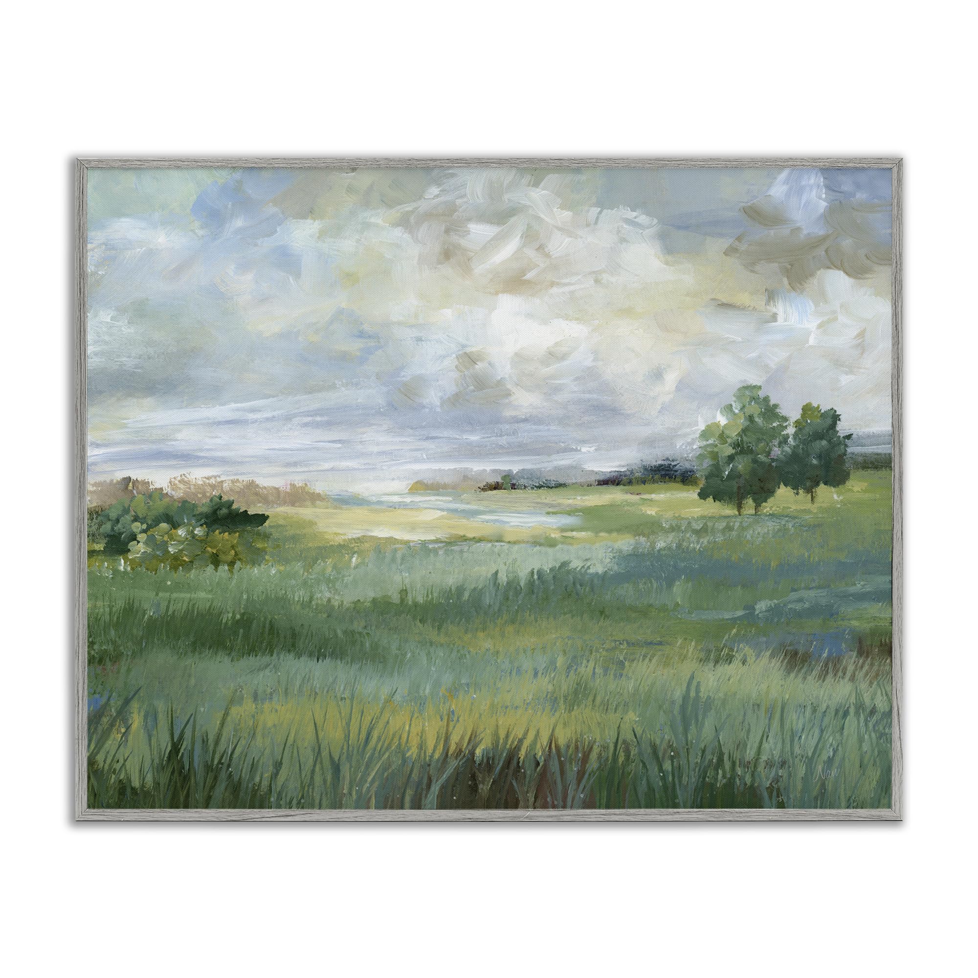 Stupell Industries Farmhouse Gray (Textured) 'Idyllic Summer Field', Framed Giclee Art, Gray, 14 X 11 Inches, Easy To Hang And Sturdy, Made In Usa, By Nan