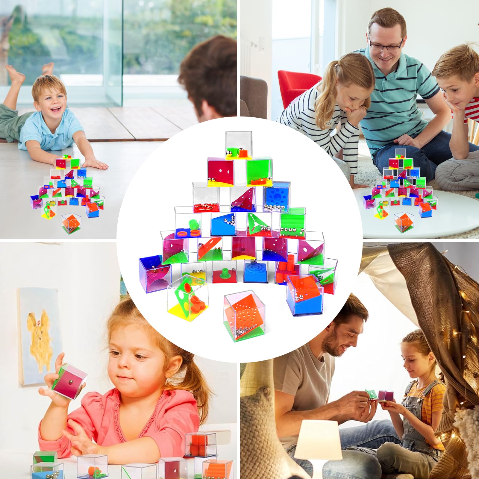 Newpop 24 Piezas Rompecabezas, Mini Puzzle, Regalos para Invitados Cumpleaños, Mini Juegos de Paciencia, Juego de Habilidad Niños Bola, Cubos Rompecabezas