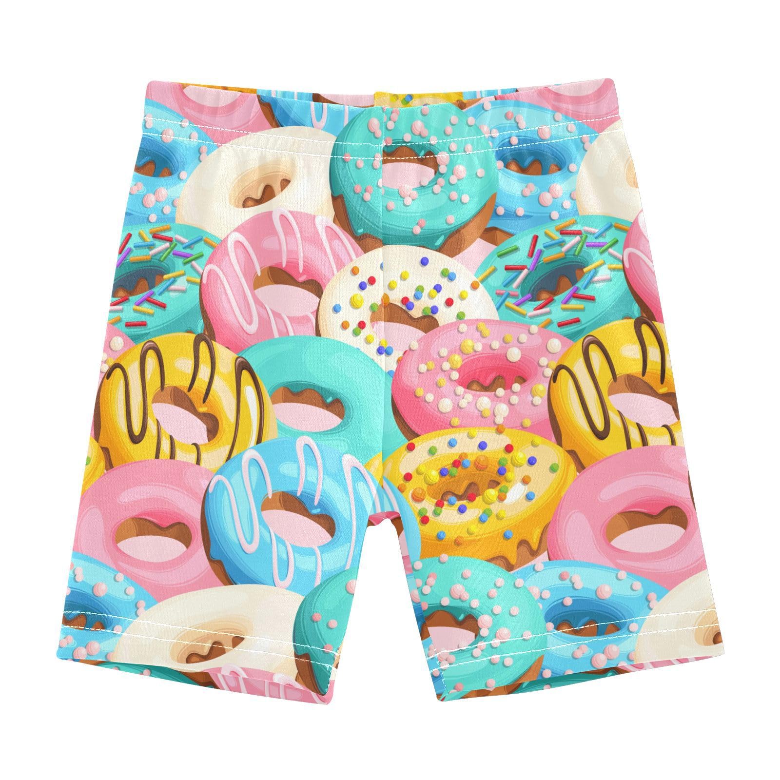 JHKKU Girls Colorful Donuts Shorts Cotton Cartwheel Bike Kids Biker Under Dress Dance Short Girl Clothes 5T