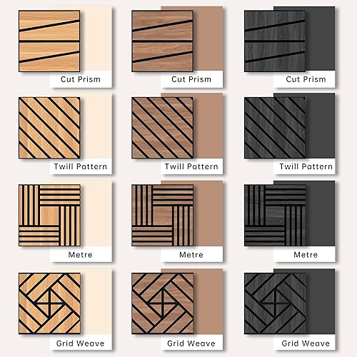 Miniatura 6 de WoveN SounD Paneles de pared acústicos artesanales, nogal, 12 x 12 pulgadas, paquete de 16 unidades, patrón de sarga  chapa de madera  adhesivo,