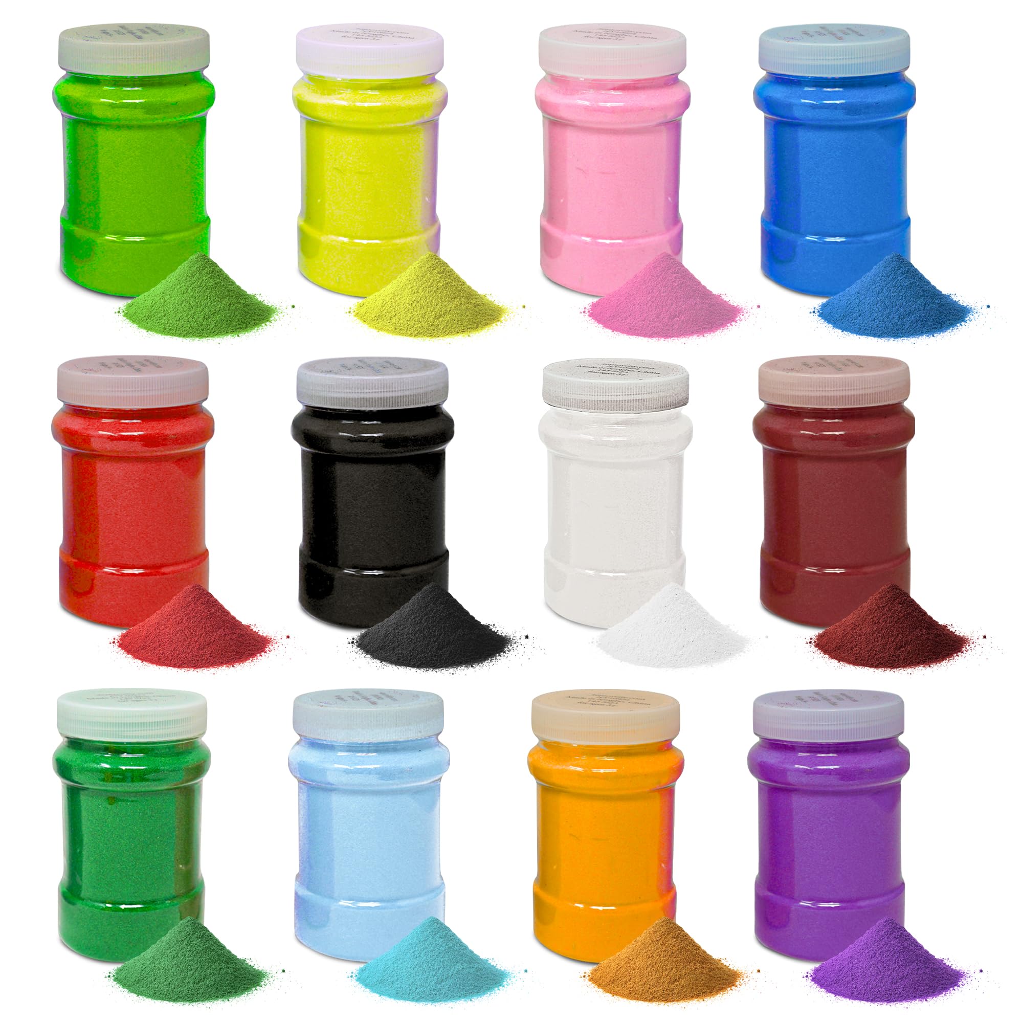 4E's Novelty 16.5 Pound Colored Sand for Crafts, 12 Sand Art Colors 22 oz Each, Non-Toxic Craft Sand Colored with Storage Container, Non Toxic Teachers Classroom Supplies Tool Color Sands for Kids