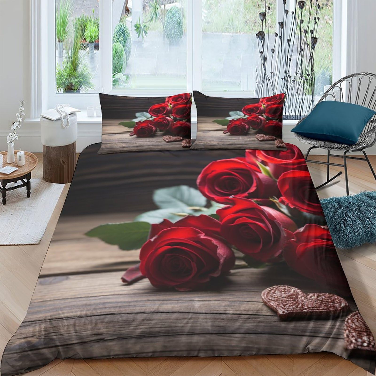 Parure couette coton IOFEER lit double 200x200cm pour chambre parentale fleurie