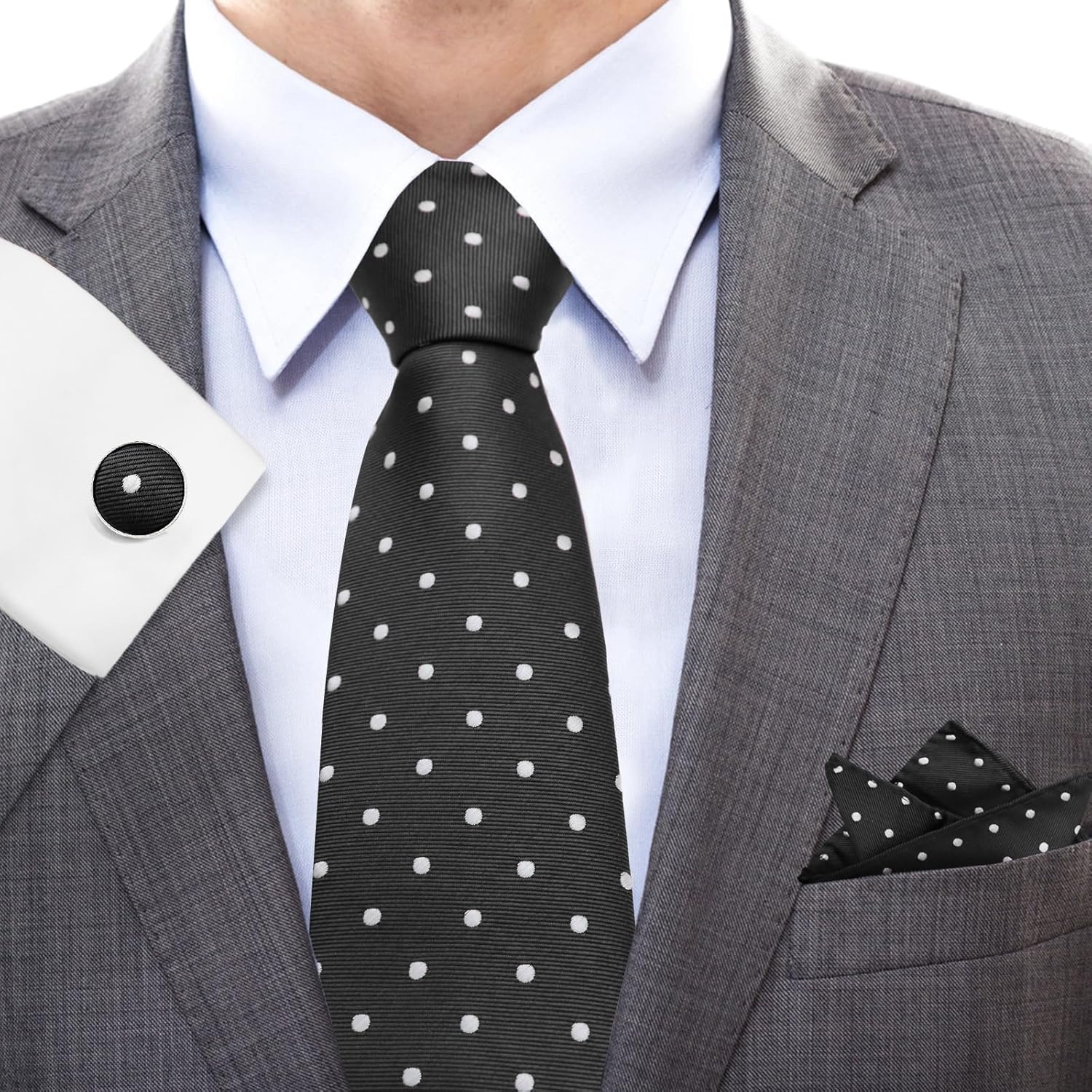 Mens Tie Polka Dot Ties for Men, Silk Mens Ties and Pocket Square Set Formal Neckties Wedding Business - Image 2