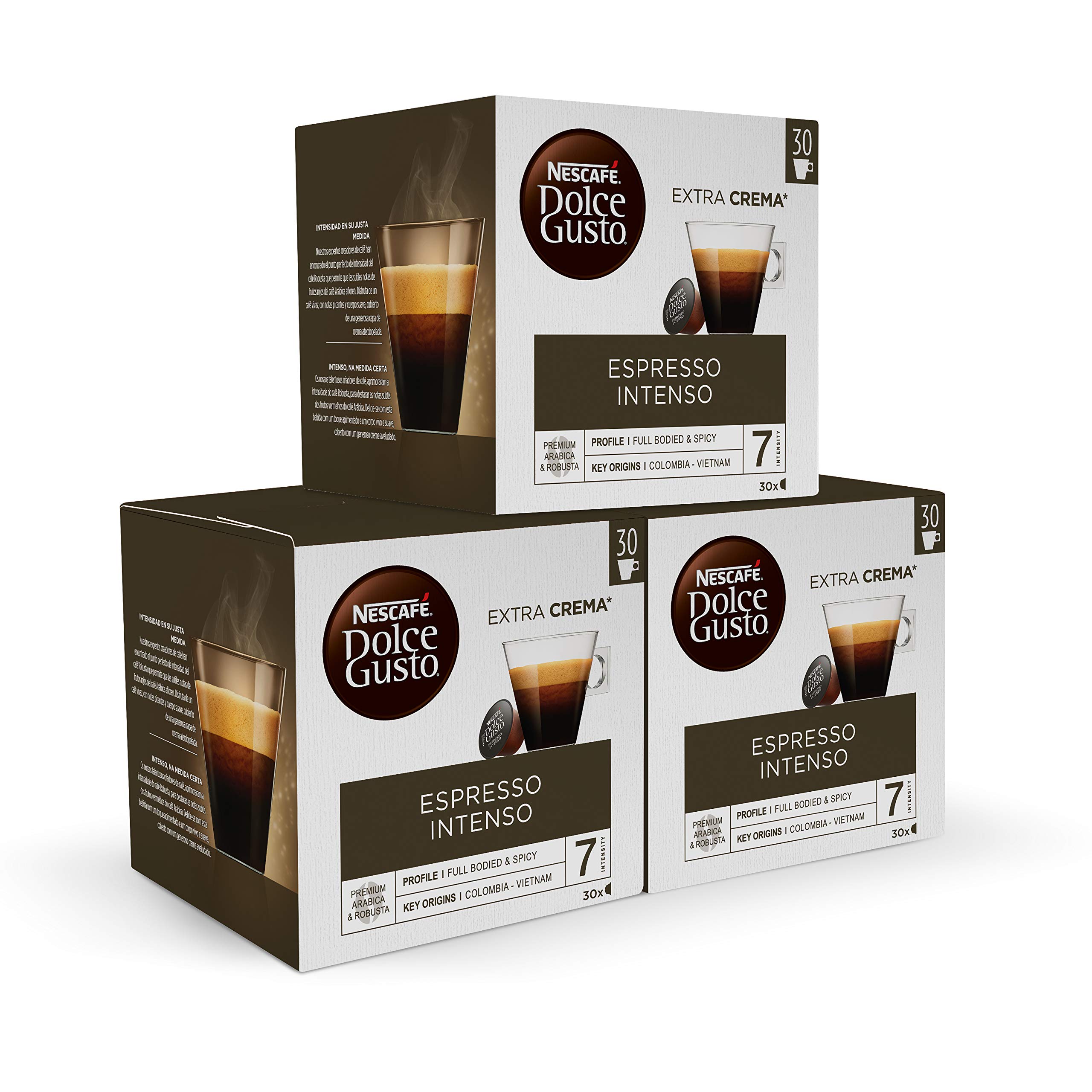 Dolce Gusto NESCAFÉ Cortado - x3 pack de 30 cápsulas - Total: 90 cápsulas & NESCAFÉ Espresso Intenso - x3 pack de 30 cápsulas - Total: 90 cápsulas