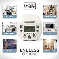 Vista 4 de BLACK+DECKER Temporizadores de luz, programables, para interiores, 1 paquete, con toma de tierra, toma de corriente digital compacta con modo