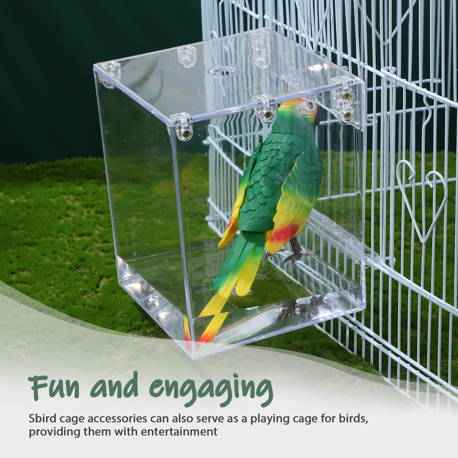 Happyyami Hanging Bird Bath Box for Cage Parrot Shower Tub Clear Acrylic Birdbath for Parakeets Cockatiels Small Birds Space Saving Indoor Birdcage Accessory - image 8