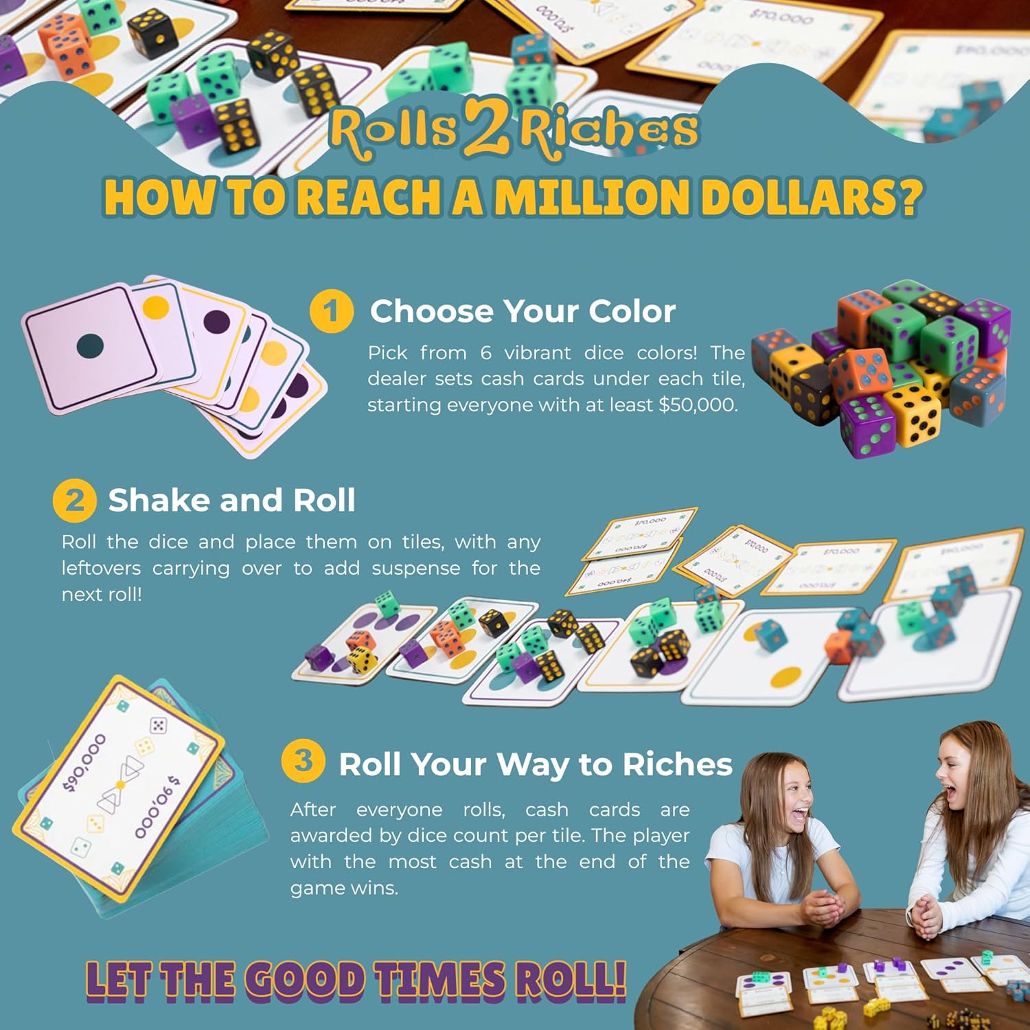 Award-Winning Board Game for Families – Rolls 2 Riches | Fast-Paced Dice, Card & Strategy Game for Kids & Adults | Perfect for Parties, Travel, Camping, Game Nights & Outdoor Summer Fun