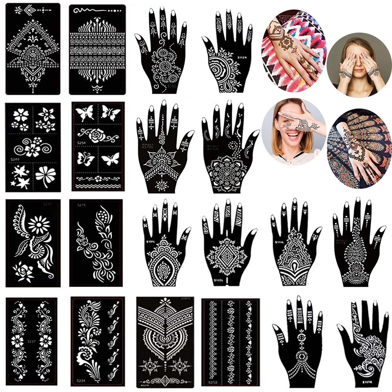 Buy Stencils for Henna Tattoos/Temporary Tattoo Temples Set of 20