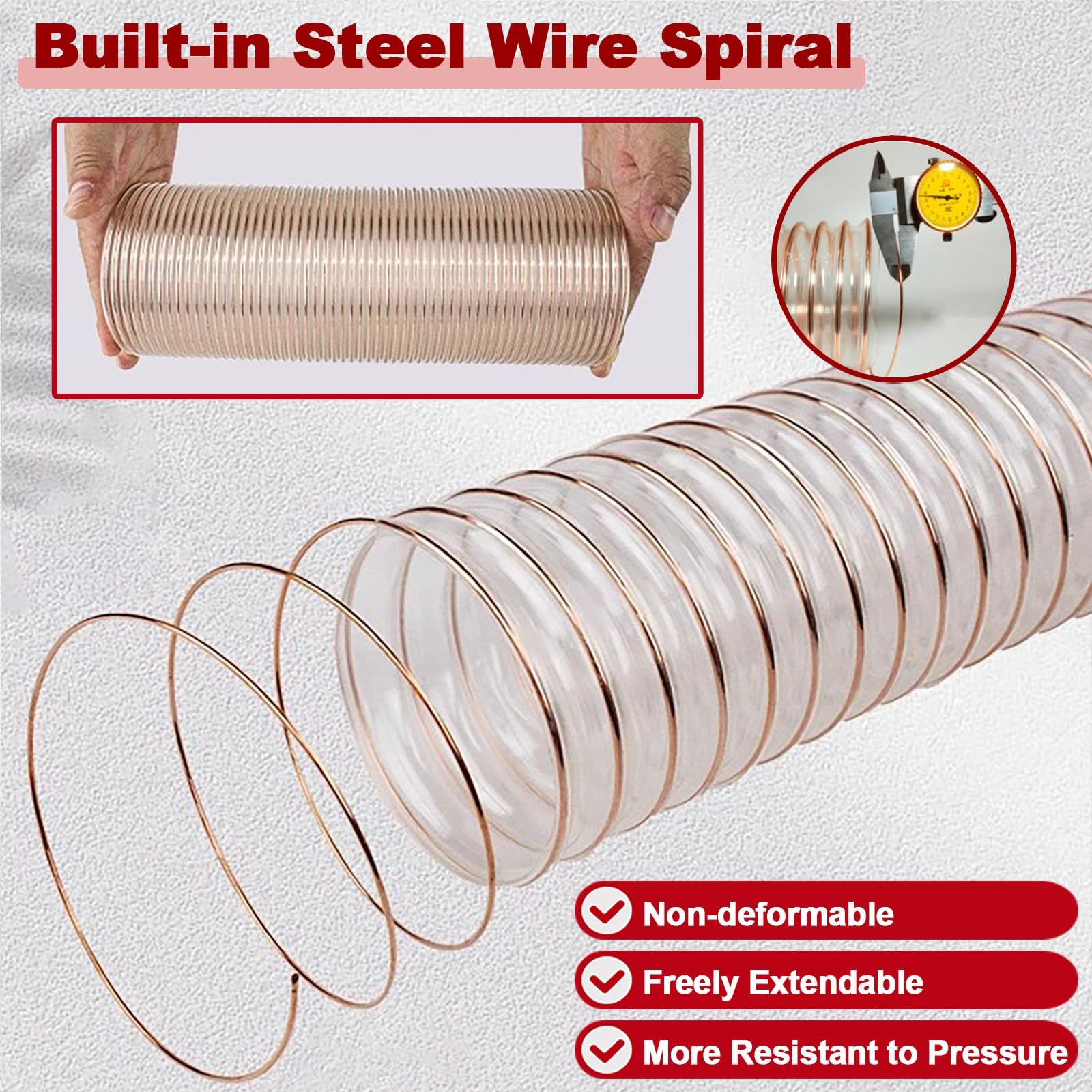 Tubo flessibile per la raccolta della polvere, tubo trasparente, tubo di estrazione commerciale per officina, filtro dell'aria per tende da coltivazione, lunghezza 10 m, diametro 190 mm