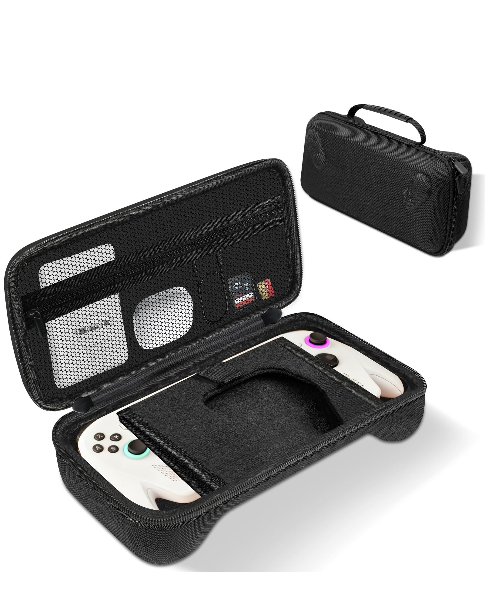Lokyoyo Funda de transporte compatible con ASUS ROG Xbox Ally/Xbox Ally X 2025, con bolsillo de malla y soporte integrado para consola y accesorios