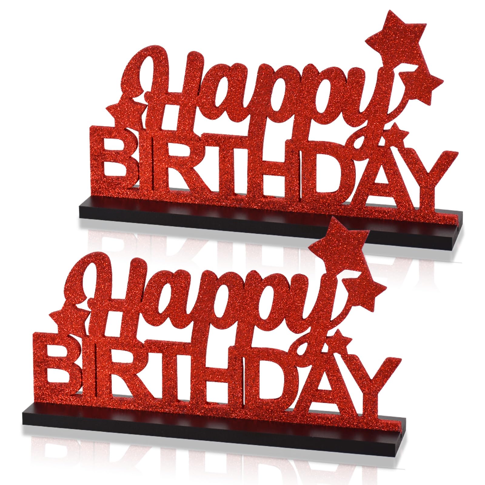 TONIFUL Glitter Red Letter Happy Birthday Sign Centerpieces for Table Birthday Party Supplies Birthday Decorations for 16th 21st 30th 40th 50th 60th