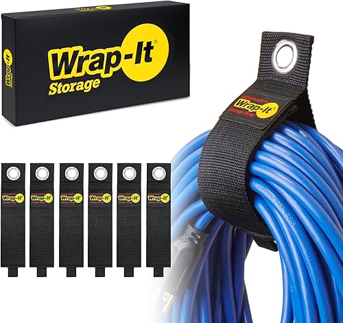 Miniatura 13 de Correas de almacenamiento resistentes Wrap-It, 33 cm (paquete de 6) - Gancho y bucle organizador de cables de extensión, envoltura de cable, correas