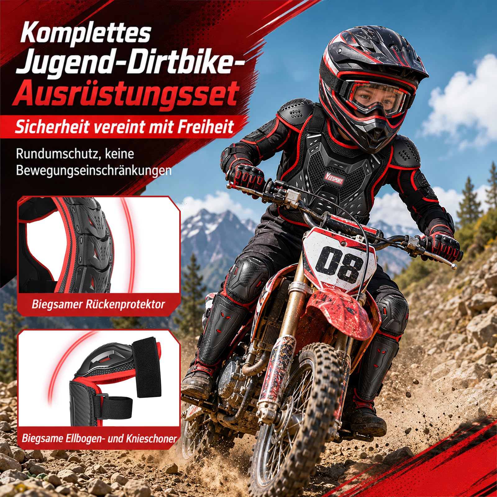 Dziecięcy zestaw ochraniaczy na klatkę piersiową, motocross, wyposażenie