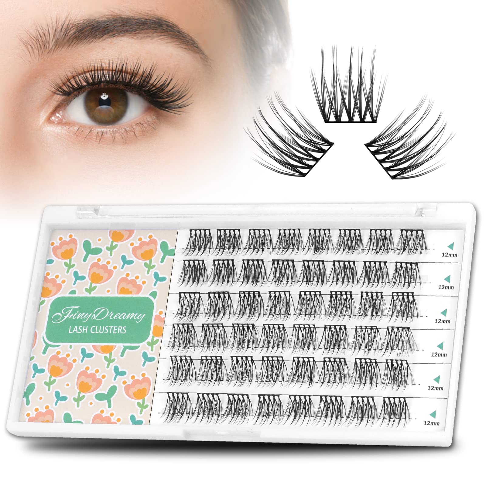 FinyDreamy Lash Clusters 0.07 Thickness C Curl 48Pcs Cluster Lashes, Reusable Individual lashes For Self DIY Lash Extension At Home,Soft And Natural Reusable Eyelash Clusters (Classic-12mm)