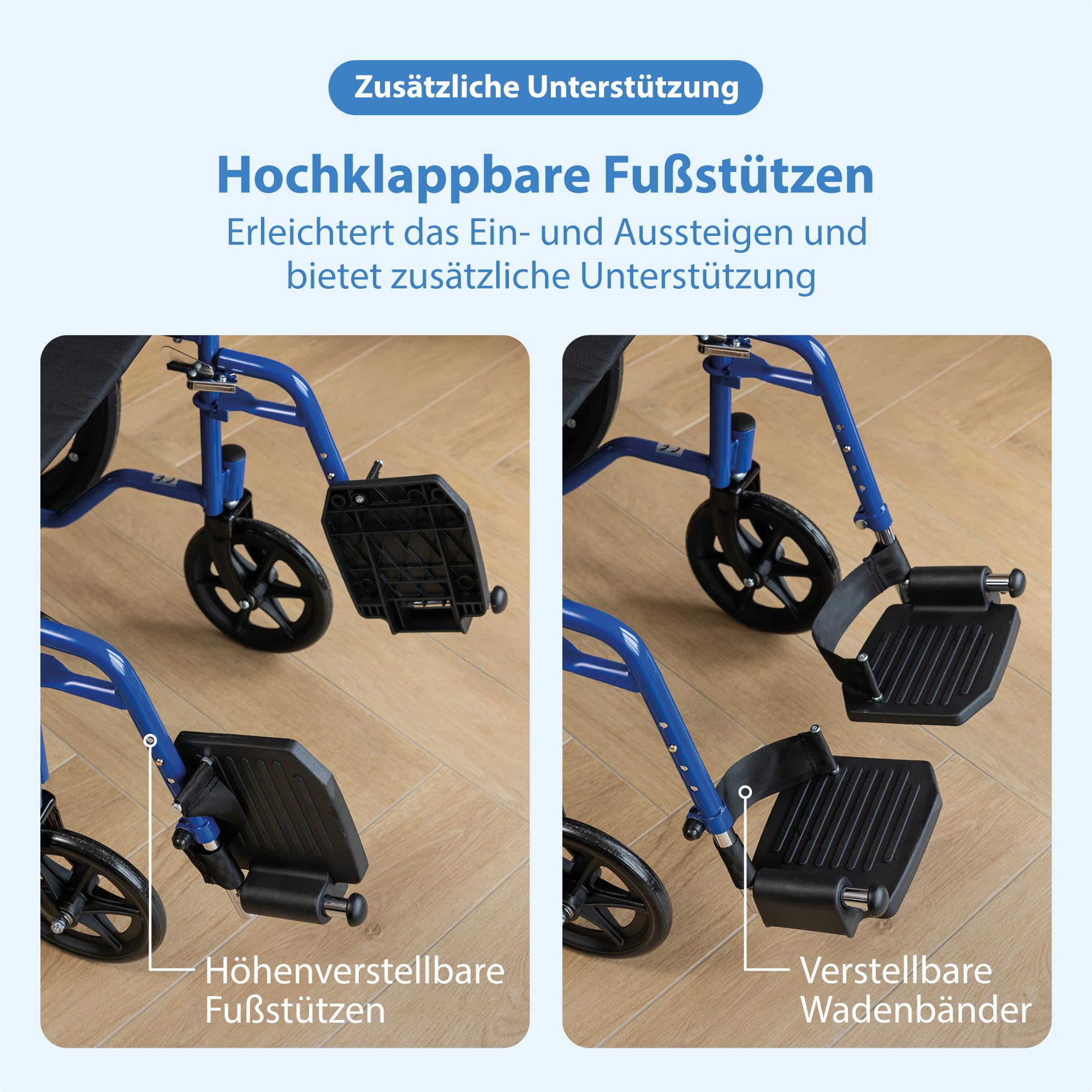 Safe Age® ROLLSTUHL FALTBAR LEICHT: Mit nur 18,6 kg und rund 32 cm Faltbreite passt er in jeden Kofferraum, ideal als Reiserollstuhl