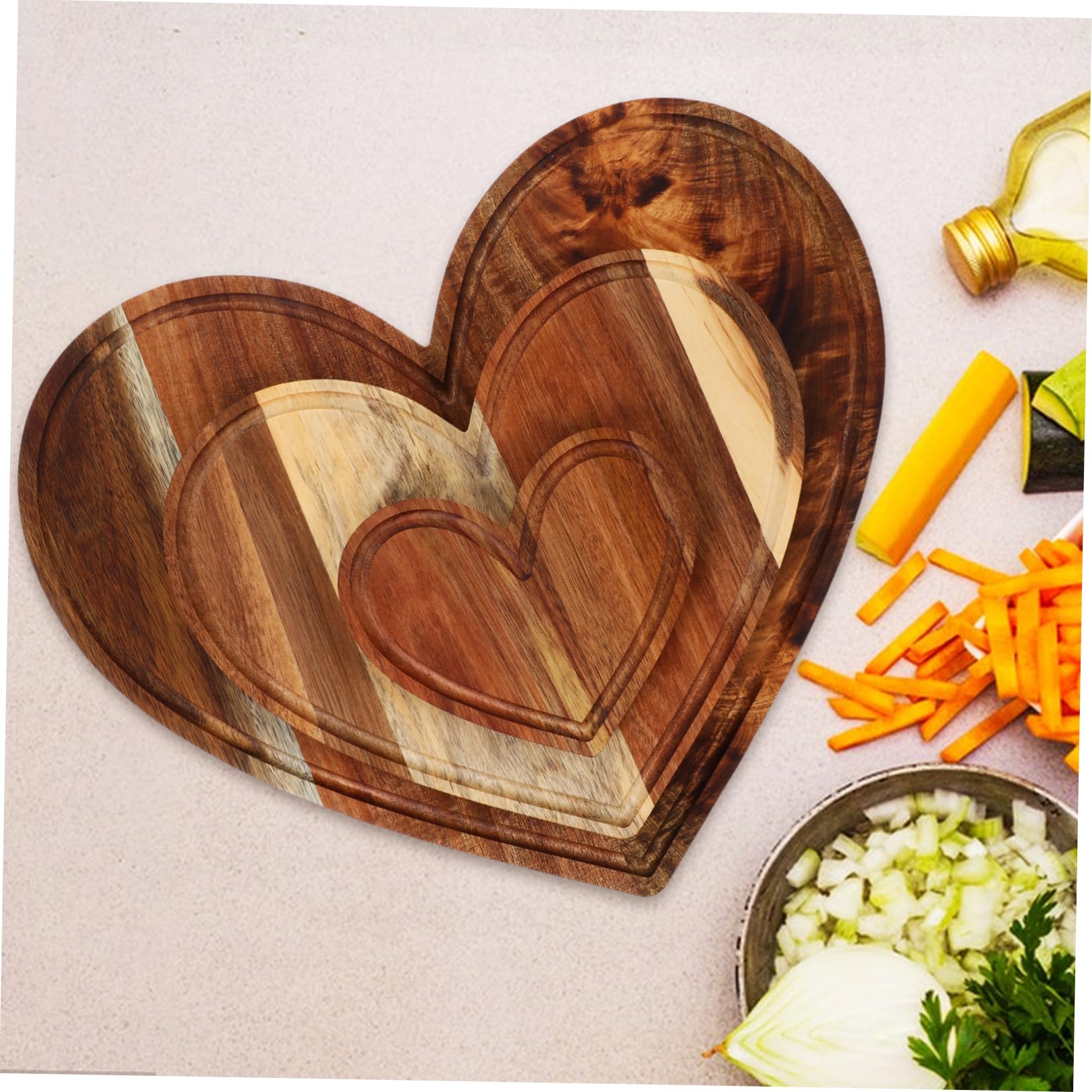 Planche en Bois de Cœur 3 Pièces, Robuste Cuisine