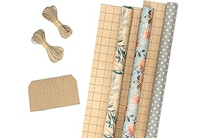 RUSPEPA Wrapping Paper Rolls, Assorted Neutrals