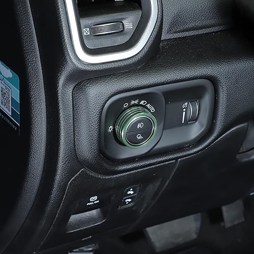 Miniatura 5 de RT-TCZ Cubierta de anillo para interruptor de faros delanteros RAM verde para Dodge RAM 2018 2019 2020 2021 2022 2023 Accesorios interiores verdes