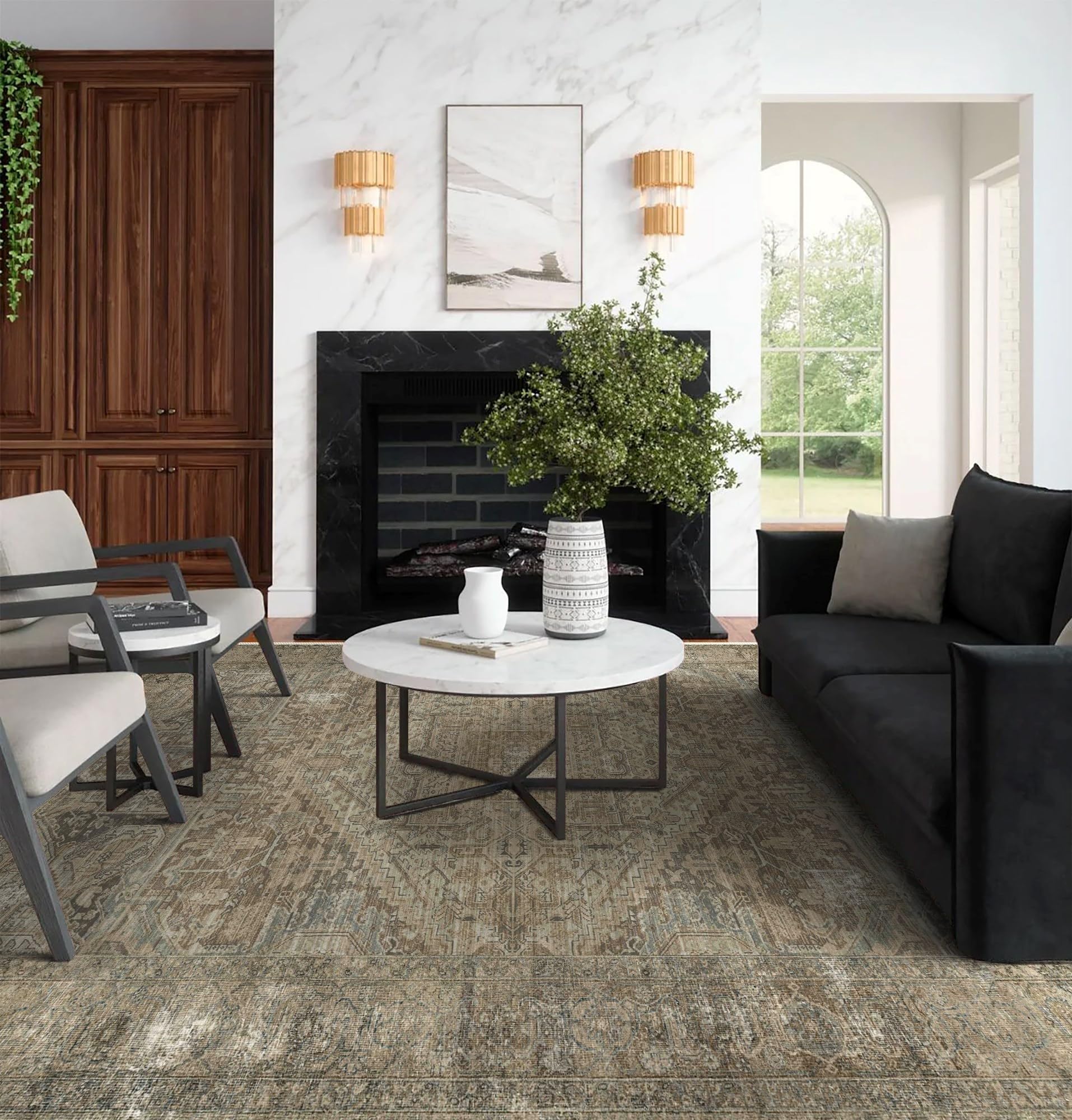 vivorug 6x9 Area Rugs, Ultra-Soft Washable Rug for Living Room Dinner Room Bedroom, Non-Slip Vintage Rug, Indoor Carpet Large Area Rug, Olive โ image 1