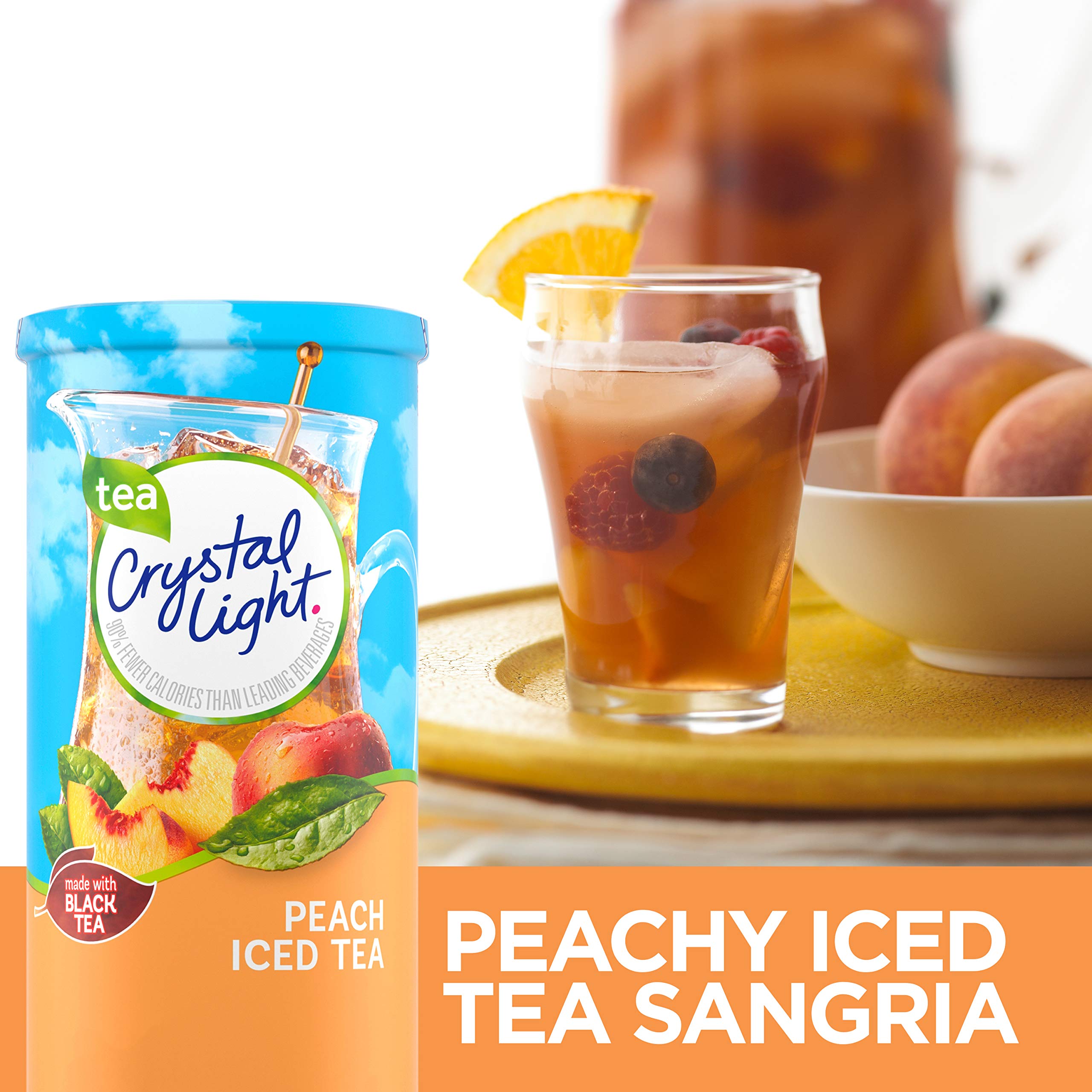 Crystal Light Sugar-Free Peach Iced Tea Powdered Drink Mix Bundle (72 Pitcher Packets + 120 On-The-Go Packets)