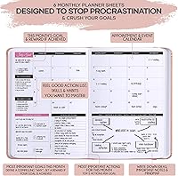 Vista 5 de Self Care Journal & ADHD Planner for Adults - 5 Minute Journal, A 90 Days Planner, Creating Your Dream Life, Increase Productivity & Happiness, Rose