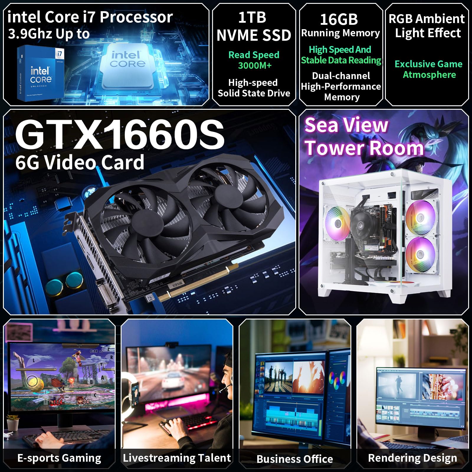 Amazon.com: Gaming PC Desktop Computer,Intel Core i7 Desktop