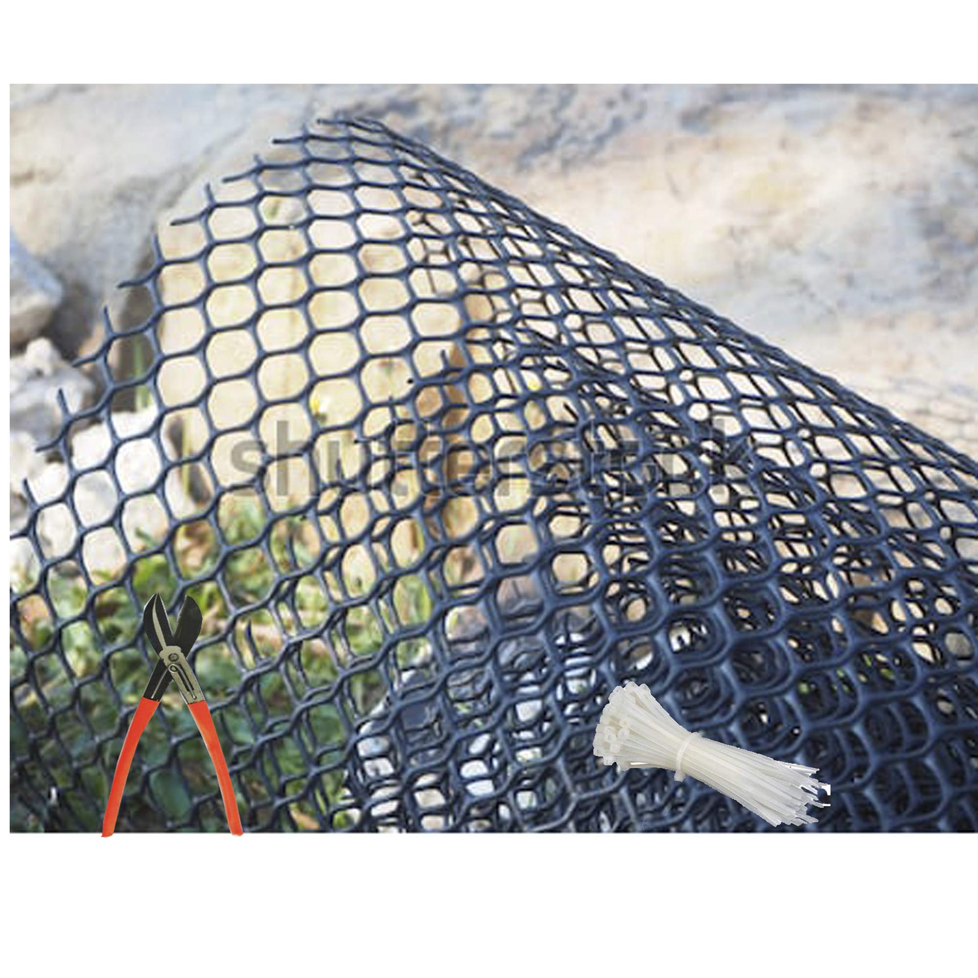 PVC Nylon Garden Fencing Net/Mesh (4feet/10feet) UV Stabilized Heavy 800GSM Anti Bird Net Black Color 6 Months Guarantee with Free 1 Cutter,50 PVC Tags Model NO:19-image-22